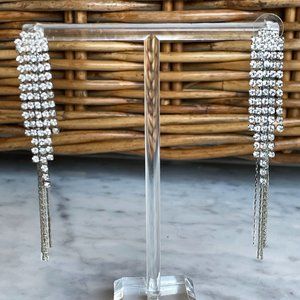 Christian Siriano New York Rhinestone 3” Earrings - Silver Tone